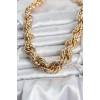 Pirinç Gold Renk Sarmal Halat Model Kadın Kolye - TJ-BKO10634