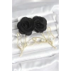 Pirinç Gold Renk Siyah Gül Model Kadın Küpe - TJ-BKP11369