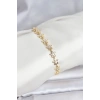 Pirinç Gold Renk VIP Seri Sıralı Taşlı Yıldız Model Zirkon Taşlı Kadın Bileklik - TJ-BB8272