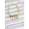 Pirinç Gold Renk Yaz Konseptli Charmlı Kadın Bileklik