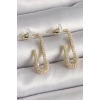 Pirinç Gold Renk Zirkon Taşlı Çengelli İğne Model Kadın Küpe - TJ-BKP9937