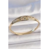 Pirinç Gold Renk Zirkon Taşlı Hilal İşleme Mavi Taşlı Yıldız Detay Kadın Kelepçe - TJ-BB6920
