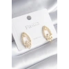 Pirinç Gold Renk Zirkon Taşlı Kadın Küpe - TJ-BKP8444