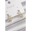 Pirinç Gold Renk Zirkon Taşlı Kadın Küpe TJ-BKP9963