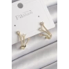 Pirinç Gold Renk Zirkon Taşlı Kadın Küpe - TJ-BKP9963