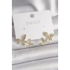 Pirinç Gold Renk Zirkon Taşlı Kelebek Model Kadın Küpe - TJ-BKP9838
