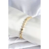 Pirinç Gold Renk Zirkon Taşlı Yonca Model Kadın Bileklik - TJ-BB7969
