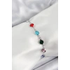 Pirinç Gümüş Renk Karışık Renk Zirkon Taşlı Kadın Bileklik - TJ-BB7046