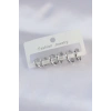 Pirinç Gümüş Renk Oval Bombeli Küpe Seti - TJ-BKP8997