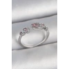 Pirinç Gümüş Renk Pembe Damla Zirkon Taşlı Ayarlanabilir Model Kadın Yüzük - TJ-BYK3734