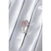 Pirinç Gümüş Renk Pembe Zirkon Taş Kalp Charm Model Kadın Yüzük - TJ-BYK2859