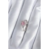 Pirinç Gümüş Renk Pembe Zirkon Taşlı Charm Model Kadın Yüzük - TJ-BYK2864