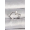 Pirinç Gümüş Renk Zirkon Taşlı Ayarlanabilir Yüzük - TJ-BYK3548
