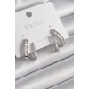 Pirinç Gümüş Renk Zirkon Taşlı Kadın Küpe - TJ-BKP9970