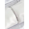 Pirinç Gümüş Renk Zirkon Taşlı Kemik Model Kadın Bileklik - TJ-BB7071