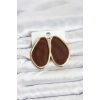 Pirinç Kahverengi Mineli Damla Model Vintage Plaka Kadın Küpe - TJ-BKP11595