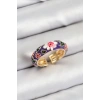 Pirinç Mor Mineli Çiçek Motifli Gold Renk Ayarlanabilir Kadın Yüzük - TJ-BYK3803