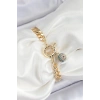 Pirinç Nazar Model Zirkon Taşlı Gold Renk VİP Seri Kadın Bileklik - TJ-BB7210