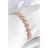 Pirinç Pembe Zirkon Taşlı Daire Baget Model Gold Renk VIP Seri Kadın Bileklik - TJ-BB7512