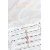 Pirinç Zincir Pembe Gold Renk Zirkon Taşlı Y Kolye - TJ-BKO10556