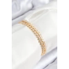 Pirinç Zirkon Taşlı Çift Sıra Model Gold Renk Asansörlü Kadın Bileklik - TJ-BB7739