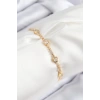 Pirinç Zirkon Taşlı Daire Model Gold Renk Asansörlü Kadın Bileklik - TJ-BB7745