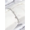 Pirinç Zirkon Taşlı Daire Model Gümüş Renk Asansörlü Kadın Bileklik - TJ-BB7744