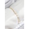 Pirinç Zirkon Taşlı Damla Model Ezme Zincir Gold Renk Kadın Bileklik - TJ-BB7589