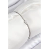 Pirinç Zirkon Taşlı Damla Model Ezme Zincir Gümüş Renk Kadın Bileklik - TJ-BB7590