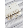 Pirinç Zirkon Taşlı Hello Kity Ve Yonca Model Gold Renk 6lı Küpe Set - TJ-BKP11206