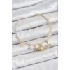 Pirinç Zirkon Taşlı İstiridye Ve Deniz Yıldızı Model Gold Renk Charm Bileklik - TJ-BB7358