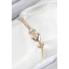 Pirinç Zirkon Taşlı Kalp Model Gold Renk Kadın Bileklik - TJ-BB7901