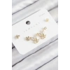 Pirinç Zirkon Taşlı Kelebek Model Gold Renk 925 Ayar Gümüş Çivi Kadın Küpe Set - TJ-BKP11166
