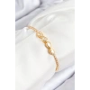 Pirinç Zirkon Taşlı Sonsuzluk Model Gold Renk Asansörlü Kadın Bileklik - TJ-BB7721