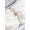 Pirinç Zirkon Taşlı X Detaylı Su Yolu Model Gold Renk Asansörlü Kadın Bileklik - TJ-BB7468