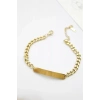 Plaka Zincir Bileklik - Altın