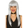 Platin Gri Gümüş Renk Uzun Parti Peruğu Uzun Takma Peruk (4887)