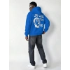Premium Baskılı Kapşonlu Sweatshirt Üç İplik İçi Pamuklu Kanguru Cepli Double Oversize Rahat Kalıp Hoodie - Saks Mavi