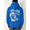 Premium Baskılı Kapşonlu Sweatshirt Üç İplik İçi Pamuklu Kanguru Cepli Double Oversize Rahat Kalıp Hoodie - Saks Mavi