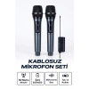 Profesyonel Çiftli Kablosuz Mikrofon Seti Karaoke Şarj Edilebilir 50 Metre