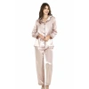 Pudra İkili Saten Gecelik Pijama Takımı 7647