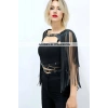 Püskül Detaylı Deri Göğüs Harness, Deri Harness Püsküllü Ceket - Brf999