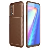 Realme 7 Kılıf Auto Focus Karbon Kapak - Kahverengi