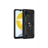 Realme C21 Kılıf Sofya Yüzüklü Silikon Kapak - Siyah