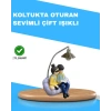 Romantik Çift Temalı Dekoratif Masa Lambası Yumuşak Led Işık