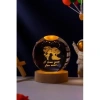 Romantik LED Işıklı Kristal Küre Lamba – I Love You Forever Tasarım – USBli Ahşap Standlı