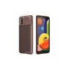 Samsung Galaxy A01 Core Kılıf Auto Focus Karbon Kapak - Kahverengi
