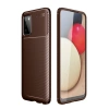 Samsung Galaxy A02S Kılıf Auto Focus Karbon Kapak - Kahverengi