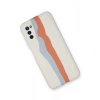 Samsung Galaxy A03S Kılıf Ebruli Lansman Silikon - Beyaz-Turuncu