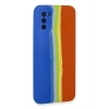 Samsung Galaxy A03S Kılıf Ebruli Lansman Silikon - Mavi-Turuncu